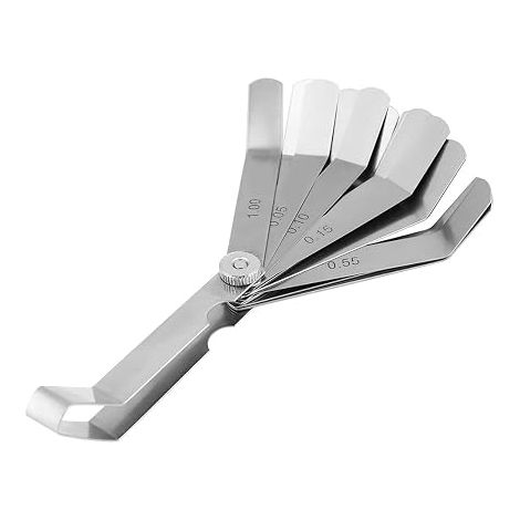 Juego de medidores de espesor angulares de 0,05 a 1,00 mm. Medidor de espesor de acero inoxidable curvo. Regla medidora de espesor de acero inoxidable. Herramienta de inspección de soldadura de 0,05 a (1/5)