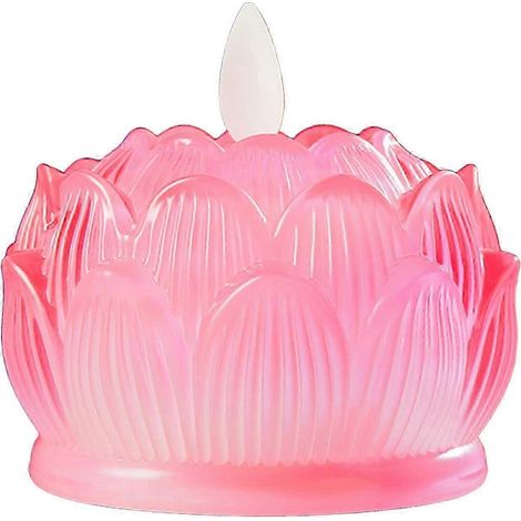 LED-Teelichter, flackernde Kerzen-Nachtlichter, Lotuslampen für Meditationsräume-Pink (1/5)