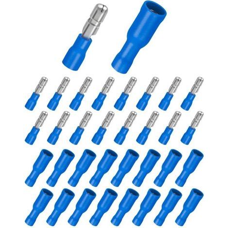 Confezione da 100 capicorda per cavi da 1,5 a 2,5 mm², connettori rotondi blu e capicorda rotondi a crimpare blu per auto (1/4)