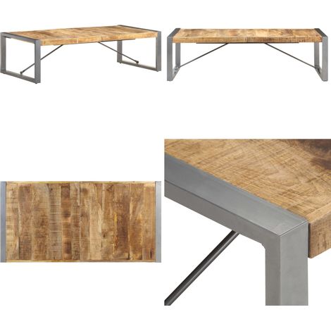 Table basse 140x70x40 cm Bois de manguier brut - Table Basse Industrielle - Table Basse Design - Table Basse Bois Massif - Table Basse Manguier - Meubles Industriels - Home & Living (1/5)