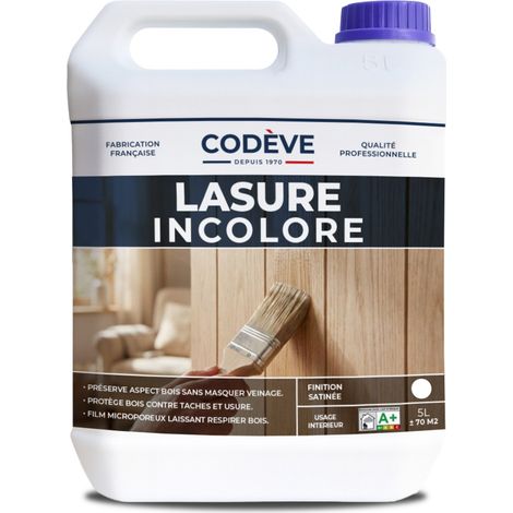 Codève Bois – Lasure extérieure incolore 5 L – Protection durable pour bois – Application facile sans coulure – Rendement jusqu'à 17 m2/l