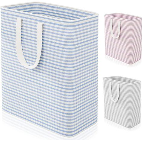 Grand Panier à Linge Pliable 100L, Panier à Linge Imperméable Autoportant, Poignées Renforcées, Corbeille à Linge pour Vêtements, Serviettes, Jouets et Couvertures, Bleu (1/5)
