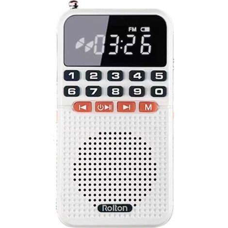 Mini radio de poche portable, récepteur radio à double antenne, enceinte Bluetooth, avec écran LED et lampe torche, lecteur de carte TF (1/5)