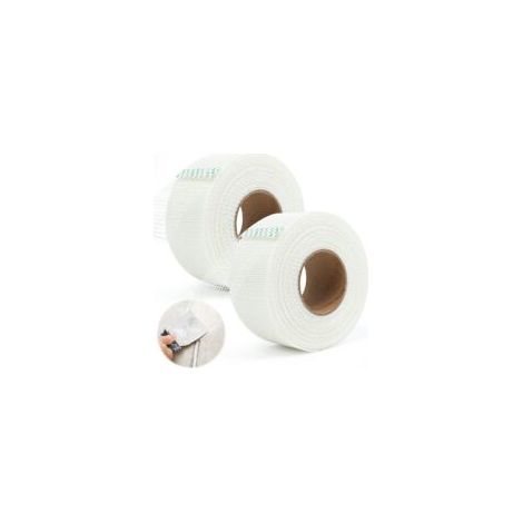5cm x 50m Ruban à Joint en Fibre de Verre, 2 Pcs Ruban à Mailles en Fibre de Verre, Ruban en fibre de verre auto, Bande Grillagée Adhésive pour Les Plaques de Plâtre, Fissures et Trous
