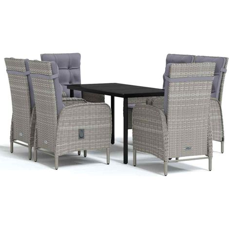 Maison Exclusive - Set da Pranzo da Giardino 7 pz con Cuscini Grigio e Nero (1/5)