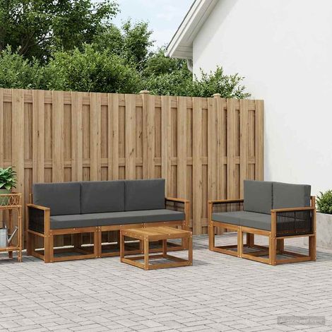 vidaXL Outdoor-Sofagarnitur mit Kissen 6 pcs Natur und Anthrazit (1/5)