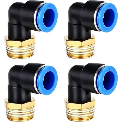 8mm 1/4" PT Raccord Coudé Pneumatique 90° à Enfichable (1/5)