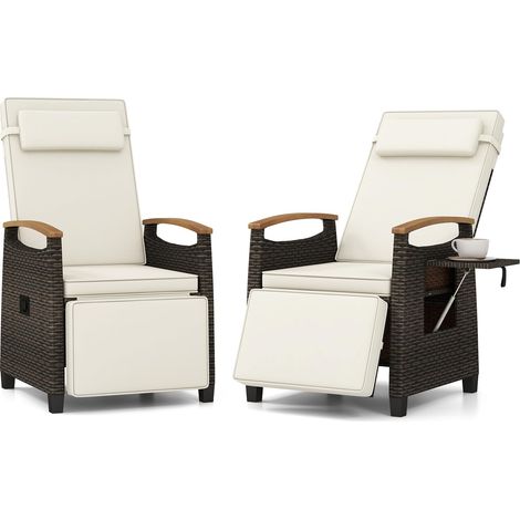 COSTWAY Poltrona Reclinabile,Poltrona Relax,Sedia Relax Esterno,Sedia Sdraio Da Giardino,Poltrona In Rattan,Schienale Regolabile,Poltrona Con Poggiapiedi,Polt (1/5)