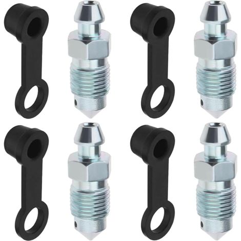 4 Pièces Vis de Purge, M10x1mm Vis de Purge Avec Bouchon, Vis Bocal Frein Moto pour Étrier de Frein à Disque, Vis D'échappement Compatible Motos et Voitures (1/5)