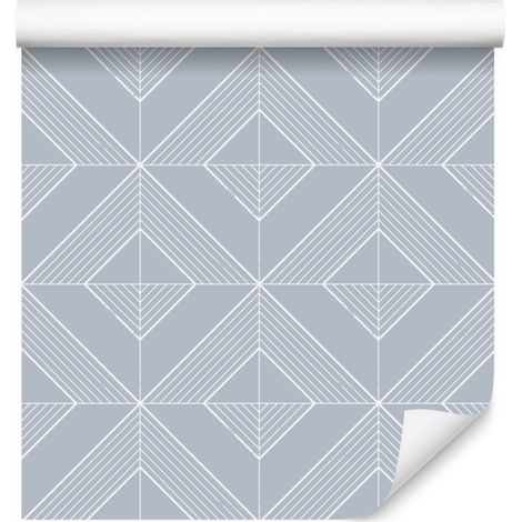 Papel pintado geométrico con rombos, gris claro, fondo gris claro, 50x1000 cm. (1/5)