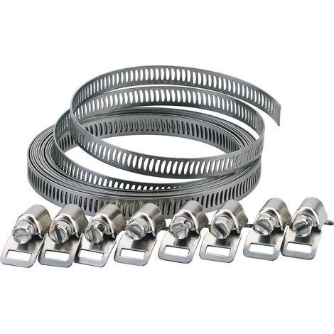 Draper Set di fascette stringitubo larghe, fascette stringitubo da 8 a 12 mm di larghezza, 3 m, presa rapida, 8 morsetti di tensionamento, 55591
