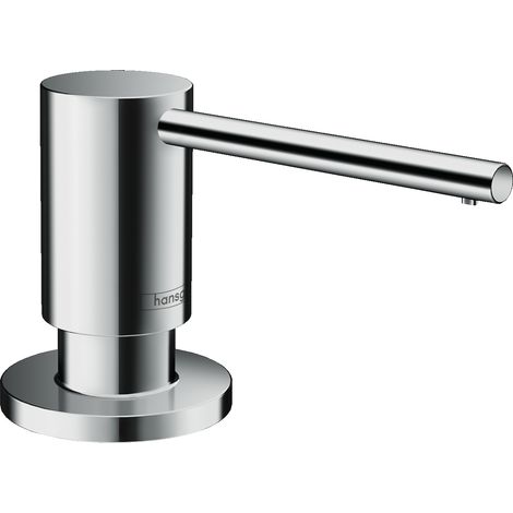 Hansgrohe – Distributeur de savon A41 – Rosace ronde – Bec haut 98 mm – Fixation tige prolongée pour plans de travail jusqu’à 55 mm – Chromé