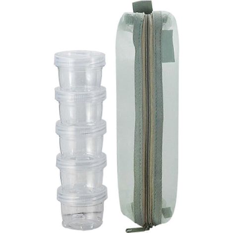 Boîte à épices empilable 5x, transparente, idéale pour le camping et les pique-niques. Rangement facile pour vos épices en extérieur.-green