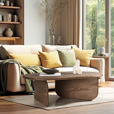 ROMY - Table basse 140cm forme organique en bois de mindi (1/5)