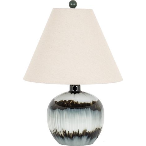 Midnight Shadows Squat Table Lamp with Linen Shade - Glass - L38 x W38 x H54 cm - Black