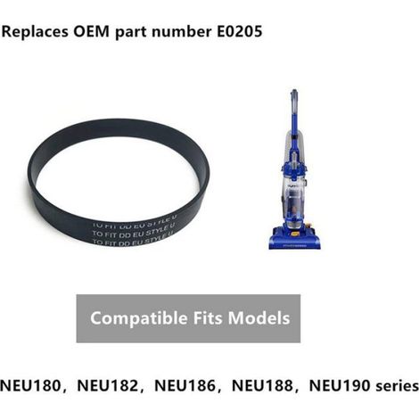 Courroie Aspirateur Vertical - E0205 - Compatible NEU180 NEU181 NEU202 - 14 7 x 325 mm - Caoutchouc Noir - Lot de 12 (1/5)