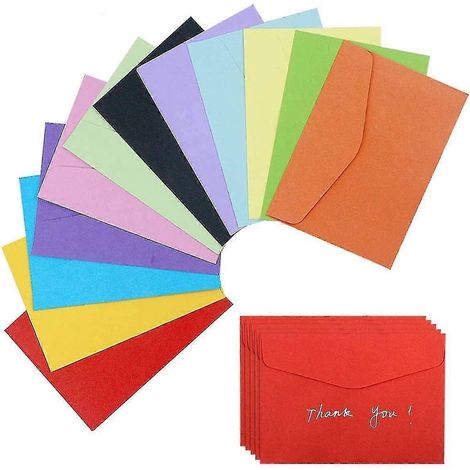 Lot de 60 petites enveloppes colorées 2023-60, 11,7 x 8,5 cm (4,6 x 3,33 pouces), adorables mini-enveloppes (1/5)