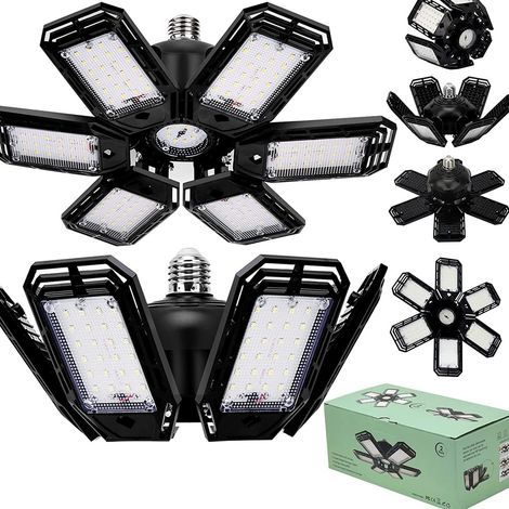 DOLASO 180W LED-Garagenleuchte, 1 Stück, E26 Verformbare Werkstattlampe mit 6 verstellbaren Paneelen, 18500LM Superhelle LED-Deckenleuchte für Garagen, Keller, Werkstätten, Lagerhallen (1/5)