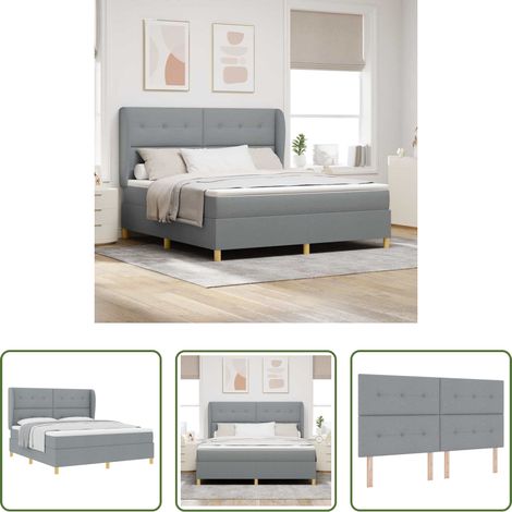 vidaXL Lit moderne - Lit Ă ressorts avec matelas Gris clair 200 x 180 cm tissu (1/5)
