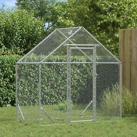 vidaXL Gabbia per polli Argento 170 x 100 x 177 cm Acciaio