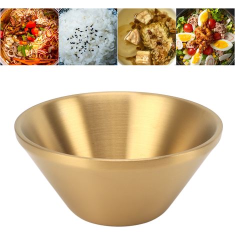 Doppelwandige, konische Schüssel aus Edelstahl 304, 12 cm, goldfarben, ideal für Reis, Salat, Nudeln oder Crushed Ice. (1/5)