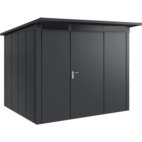 Hörmann Metall-Gerätehaus "Juno" mit Pultdach, JPD9 - Design, 262 x 214 cm (B x T), anthrazit, 1-flüglige Tür, Anschlag rechts (1/5)
