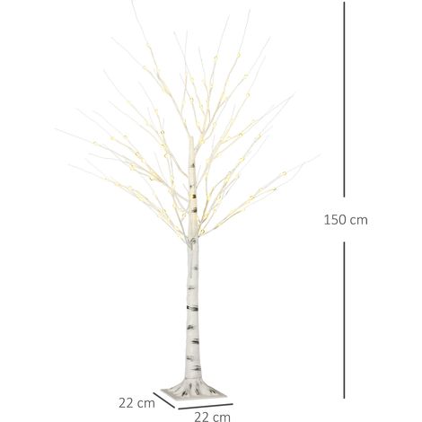 Sapin de Noël blanc avec guirlande lumineuse LED, 12 branches, convient à une utilisation intérieure et extérieure, en polypropylène et métal, 22 x 22 x 150 cm (1/5)