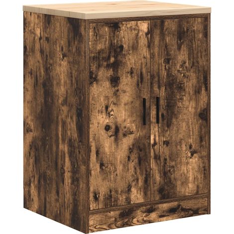 Armoire de rangement polyvalente garage 60 x 51 x 85 cm surface de travail robuste style contemporain en bois chêne fumé (1/5)