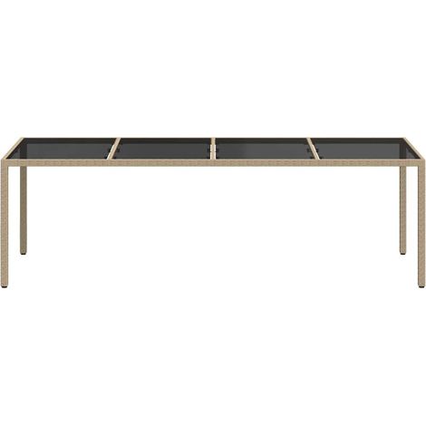 Table de jardin Table d'appoint, Table de Balcon, Beige 250x100x75 cm Verre trempé et poly rotin OIB5467E (1/4)