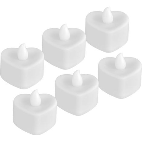 Lot de 6 bougies LED en forme de cœur pour la décoration de table lors de mariages et fêtes. (1/5)