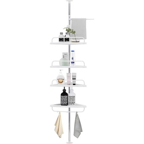 210948 Estante esquinero telescópico 4 estantes almacenamiento para baño y ducha