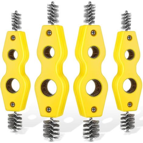 Lot de 4 brosses de nettoyage pour tuyaux en cuivre 4 en 1 Brosse pour tuyaux en cuivre Nettoie l'intérieur et l'extérieur Nettoyeur de filetage Outil de nettoyage de brosse de plombier pour in (1/5)