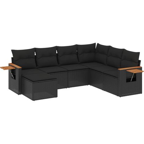 Set Divani da Giardino con Cuscini 7pz Nero Polyrattan vidaXL (1/3)