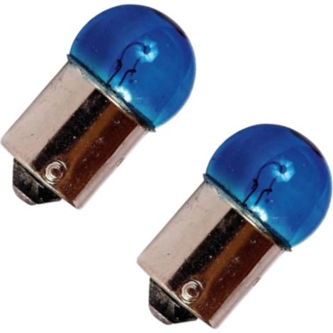 2x Ampoule 12V 21W BA15S bleu à petit globe pour moto scooter voiture quad mobylette (1/2)