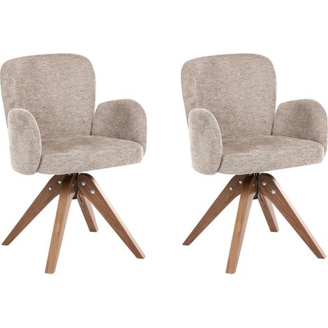 Esszimmerstuhl 2er Set drehbar JEAN Stoff Taupe (1/5)