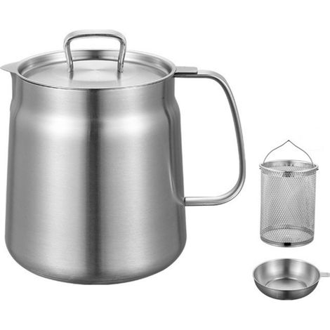 Frituurpan - Acero Inoxidable 304 - Capacidad 2 L - Para Filtración y Almacenamiento de Aceite de Freír - 1 Unidad (1/5)