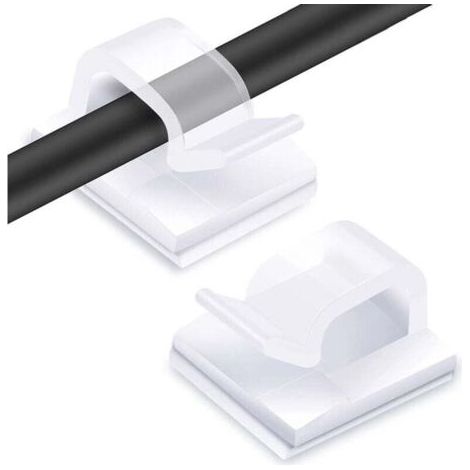 60 Pièces Clips Câbles, Attache Cable Adhesif Rangement de Accroche Cable Fixation Auto Collant, Cavalier Cable Electrique pour Gestion des câbles, Transparent (1/4)