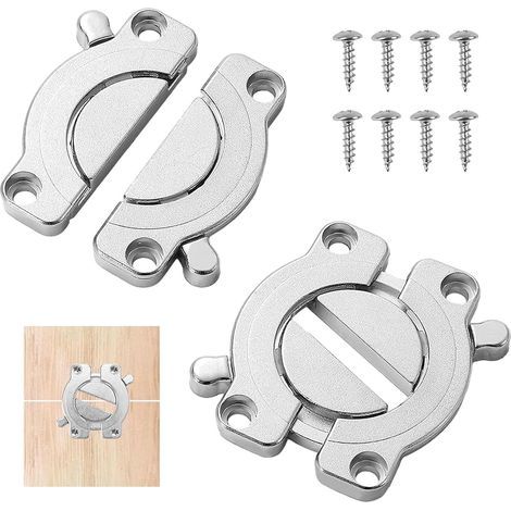 2 Pièces - Connecteur De Table - Verrou Rotatif - Assemblage Rapide Et Démontable Pour Bureau Et Salle À Manger - Argent - 77x79x8cm (1/5)