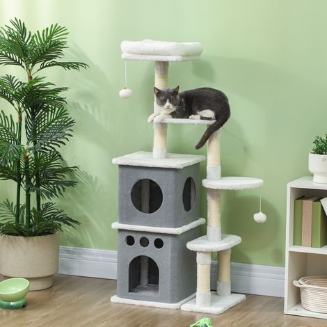 Griffe-chat Tour Chats 126 Nids Plateformes Boules Suspendues Poteaux Sisal Crème Animaux Compagnie (1/4)