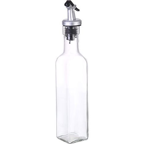 Lot de 2 flacons distributeurs d'huile d'olive, ensemble huile et vinaigre, flacon d'huile de cuisine, flacon d'huile carré en verre haut (1/5)