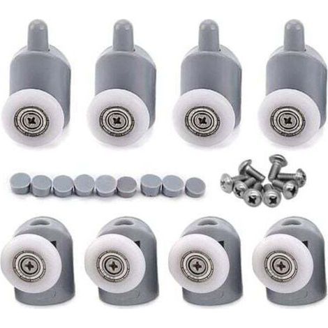 FENOPLASTICALot de 8 roulettes de porte de douche 23 mm, roulettes de porte de salle de bain coulissante (1/4)