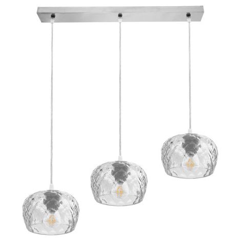 Estela Steckdosenleiste 3xE27 Chrom 65x13 cm Lampenschirme aus transparentem Glas (1/2)