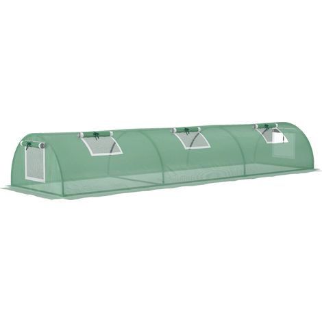 Mini serra a tunnel 300x80x45 cm con telo PE resistente ai raggi UV e 4 finestre a rete (1/3)