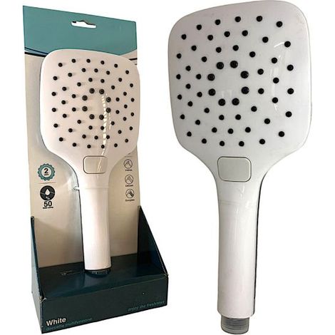 Soffione Doccetta Doccino Quadrato con 3 Getti in ABS Anticalcare Attacco 1/2" (1/5)