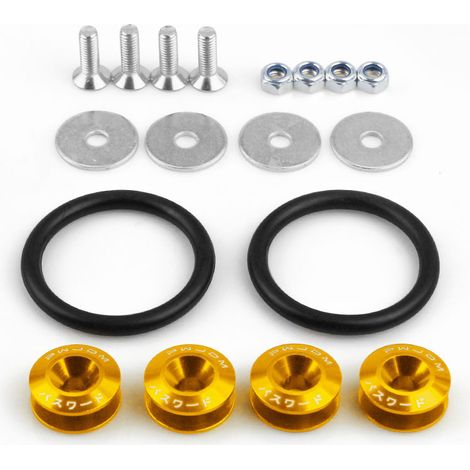 JDM Car Front and Rear Bumper Reinforcement Washers, Reinforcement Screws, Modified Shims, Bumper Quick-Release Clips, and Surround Buckles - Gold (1/4)