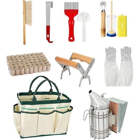 Kit d'Outils d'Apiculteur Materiel Apiculture Materiel,Outils Et Accessoires Apicoles,Comprend Une Brosse à Abeilles,Un Crochet En j,Etc.,Convient Aux Apiculteurs Débutants (1/5)