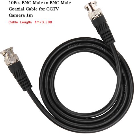 Lot de 10 câbles coaxiaux à âme en cuivre, connecteurs BNC mâle-mâle, 1 m, pour caméra de vidéosurveillance (1/5)