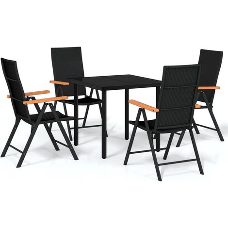 Maison Exclusive - 5-tlg. Garten-Essgruppe Schwarz