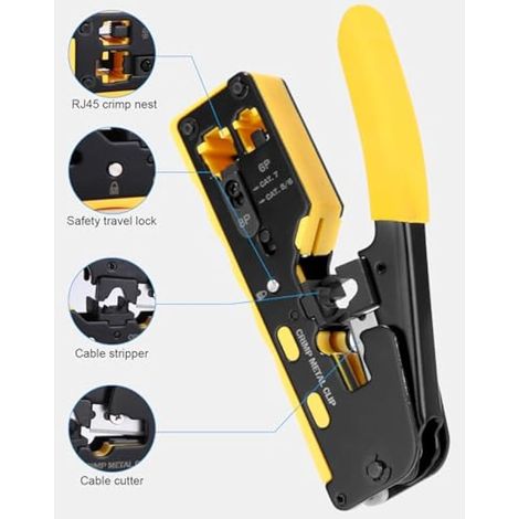 Kit réseau pince RJ45 traversante connecteurs Cat6 sac outils inclus (1/4)