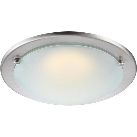 12 Watt LED Deckenleuchte Deckenlampe Esszimmer Beleuchtung Nickel Glas